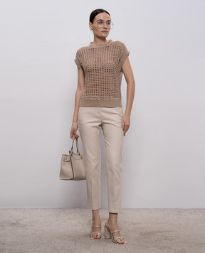 Peserico Brown openwork top with sequins A99046F0709110