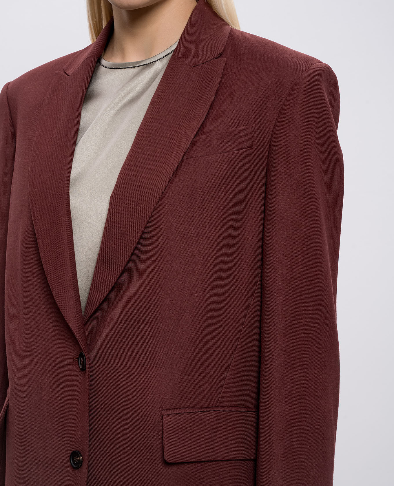 Burgundy jacket with linen Brunello Cucinelli 5
