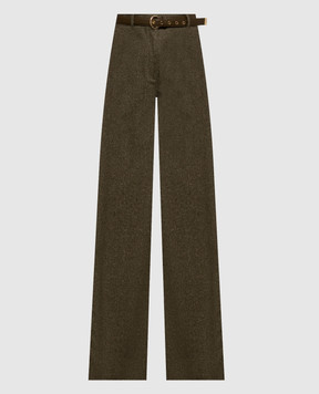 Max Mara GIOIA khaki wool and silk pants MSTGIOIA