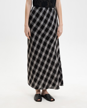 Y`S Yamamoto Black checkered maxi skirt YKS42531