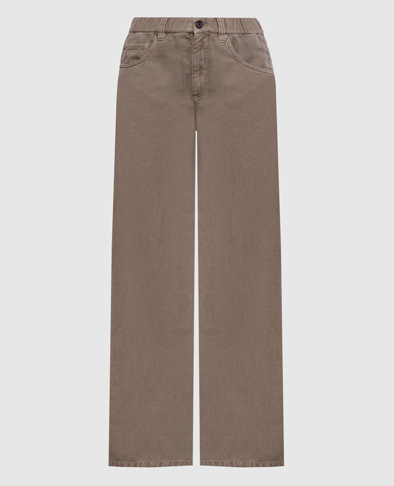 Brown jeans with linen