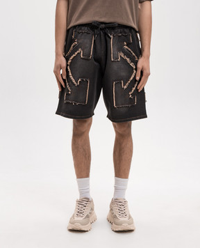 Off-White Grey shorts with logo patch 44MCI013S26D001