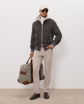 Brunello Cucinelli Gray sheepskin coat MPMCU1737