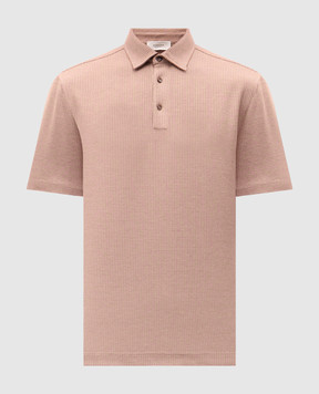 Agnona Brown polo shirt with linen and silk pattern TT09U2YY2074