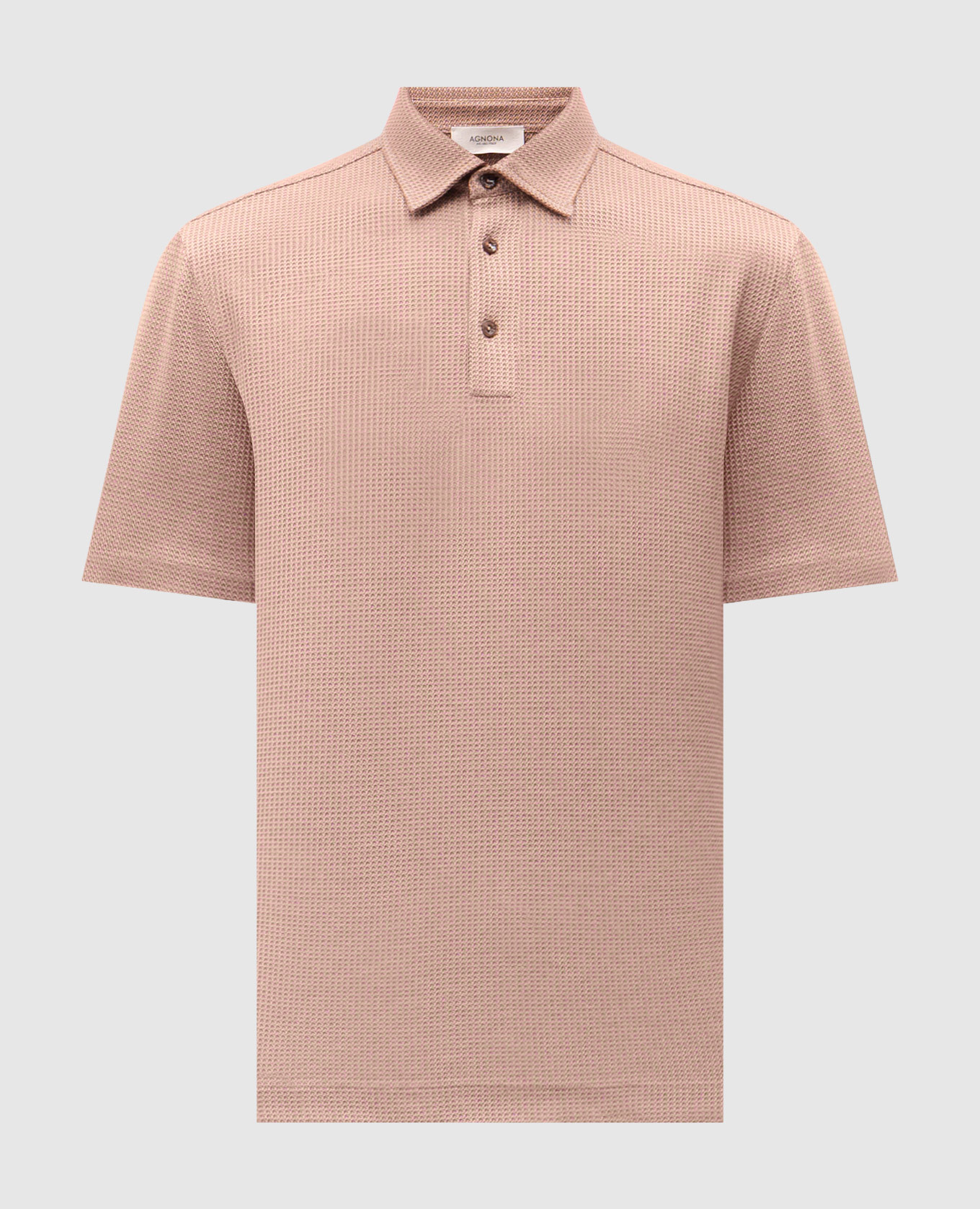 Brown polo shirt with linen and silk pattern Agnona