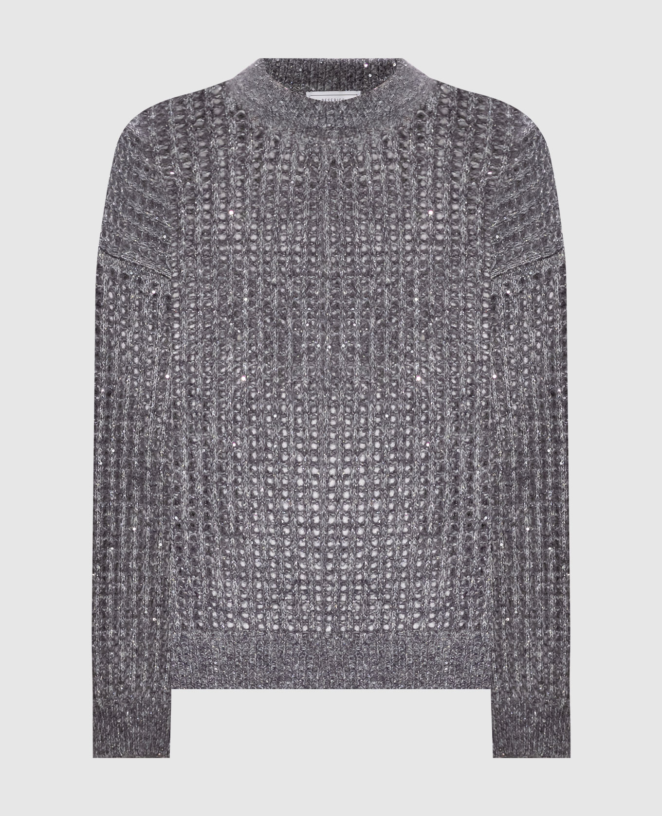 Gray openwork sweater with alpaca wool