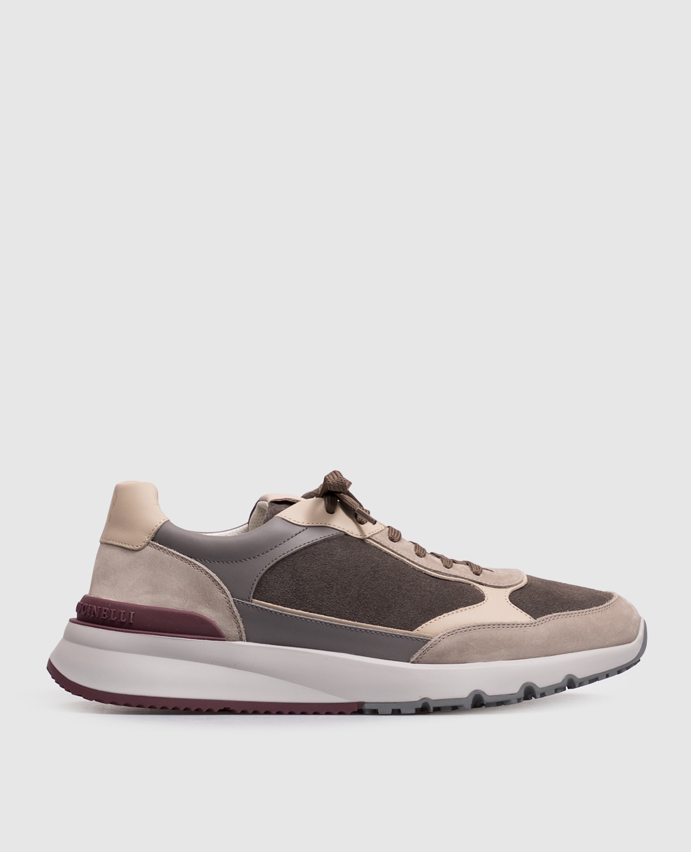 Grey combo sneakers with logo emblem