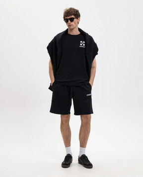 Off-White Black T-shirt with logo and emblem print 44MAA027S26J00B