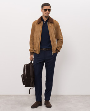 Stefano Ricci Brown suede jacket with fur M7J6300240SUELU8