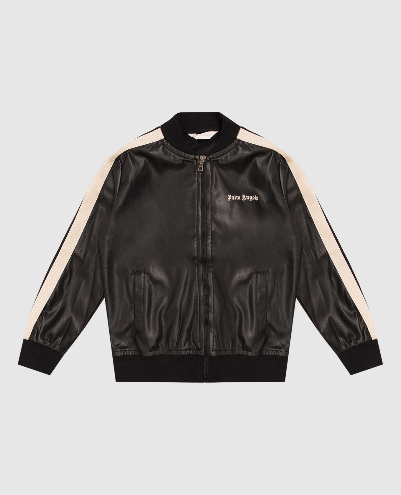 Children's black sports jacket with logo embroidery