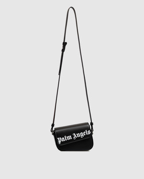 Palm Angels Black leather cross-body bag with logo print PAWNN002LT001