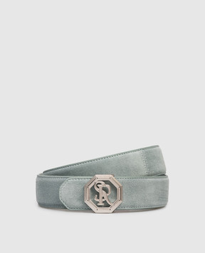 Stefano Ricci Green suede belt with monogram logo N381SDC366P