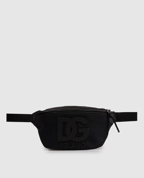 Dolce&Gabbana Children's black belt bag with textured monogram EM0072A0567