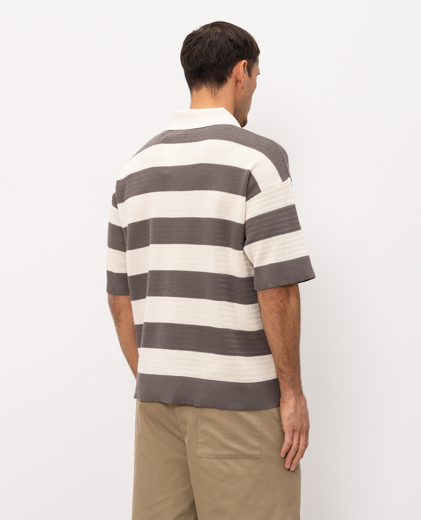 

Beige striped polo shirt with emblem Ami Paris