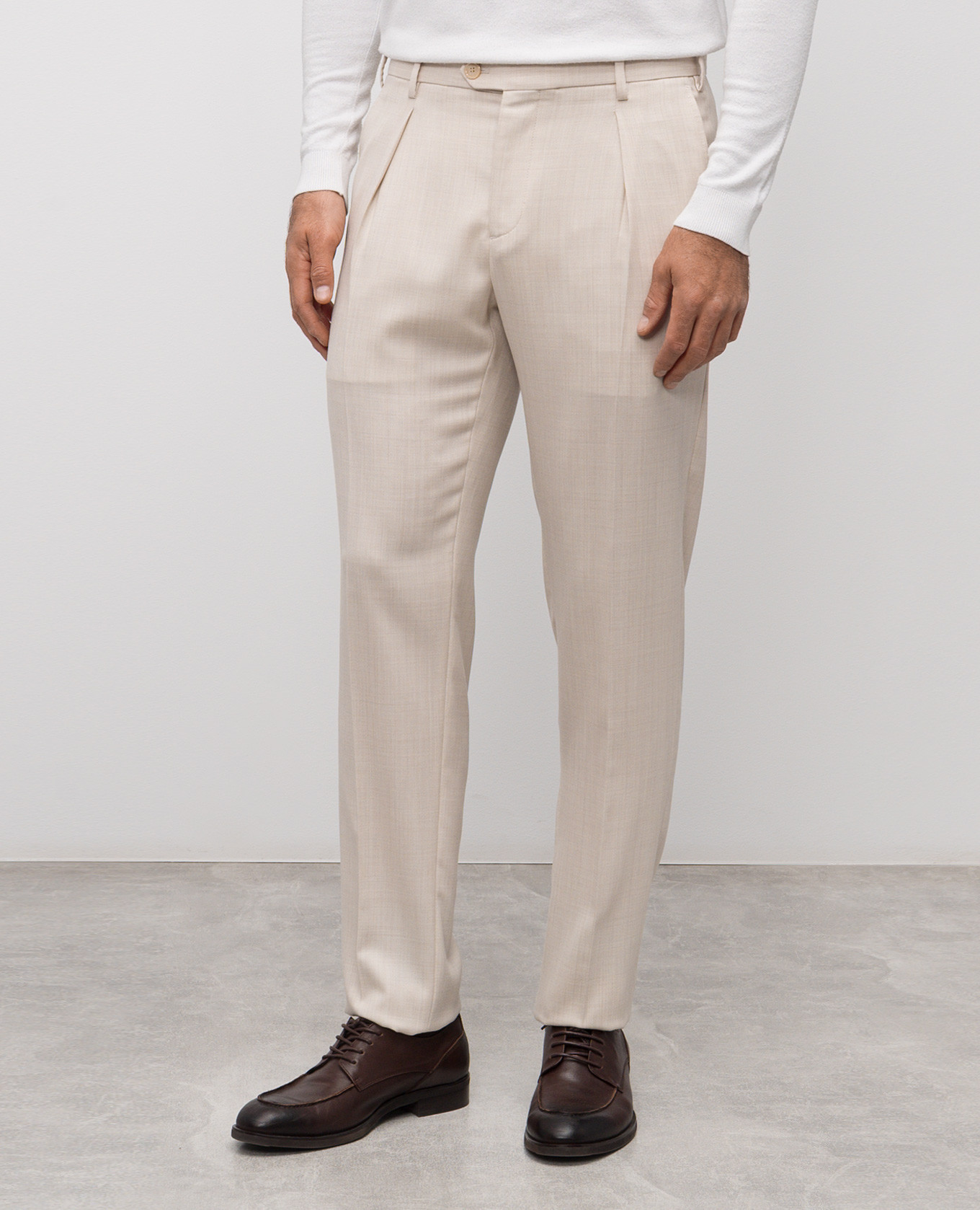 

Beige wool trousers with logo Stefano Ricci