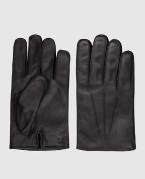 ISAIA Black leather gloves GUA076PLG16