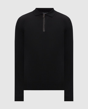 Stefano Ricci Black wool and silk polo with patch K606426Z35F26314