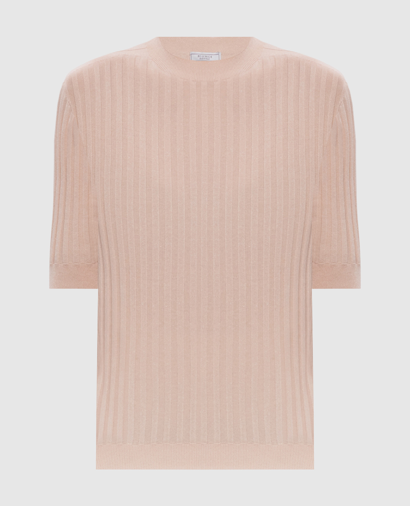 Beige ribbed top with lurex