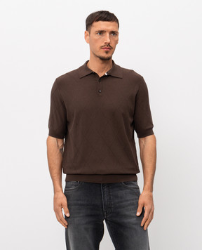 Peserico Brown polo shirt with geometric pattern R59489F149173Q