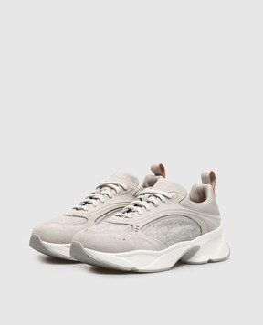 Santoni Grey combination sneakers with logo embroidery WBLY61548BGRTLIB