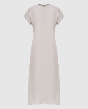 Peserico Gray midi dress with monil chain A0221001819