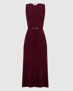 Gabriela Hearst Meier burgundy wool and cashmere dress 4269600A004