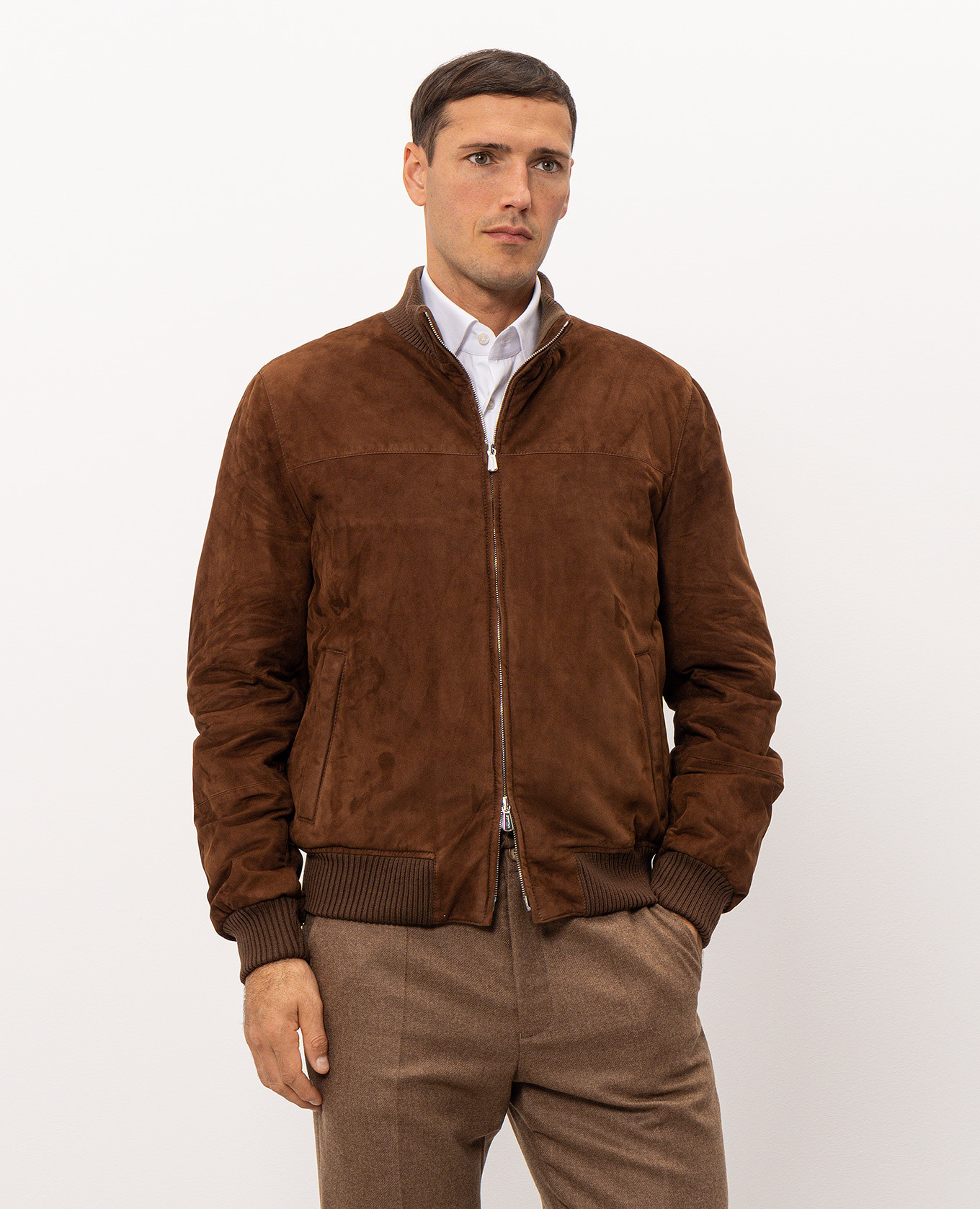 Brown suede jacket Enrico Mandelli 3