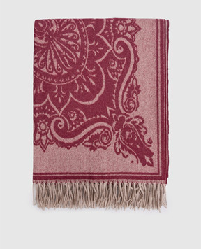 Etro Burgundy wool and cashmere plaid with Pegaso pattern UKCA0004AL296