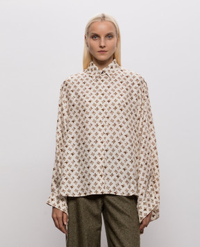 Max Mara OBICE ivory silk blouse with monogram print MXMOBICE