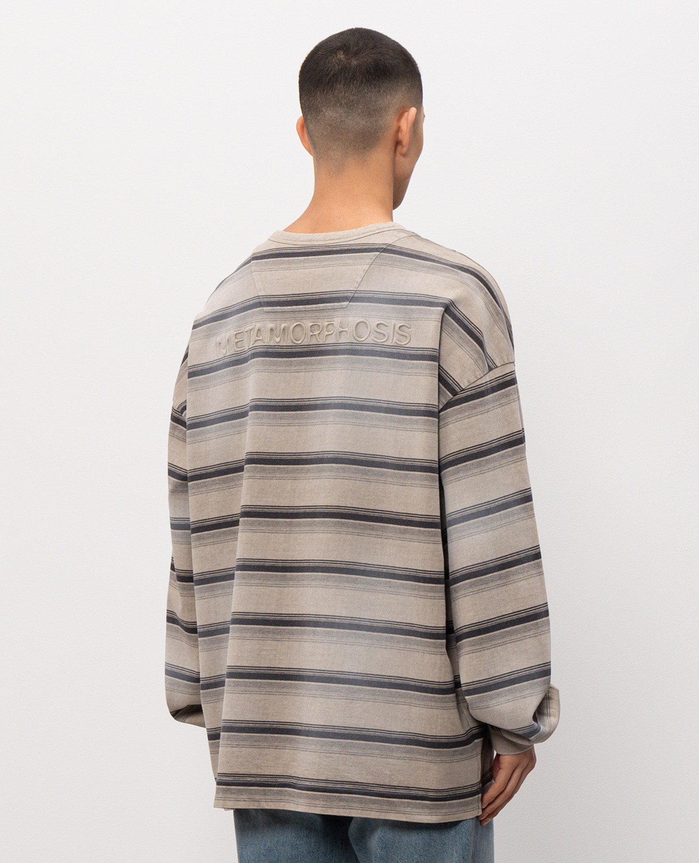Beige striped long-sleeve shirt with vintage effect Juun.j 4