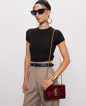 Saint Laurent Kate burgundy patent leather bag 469390B870W