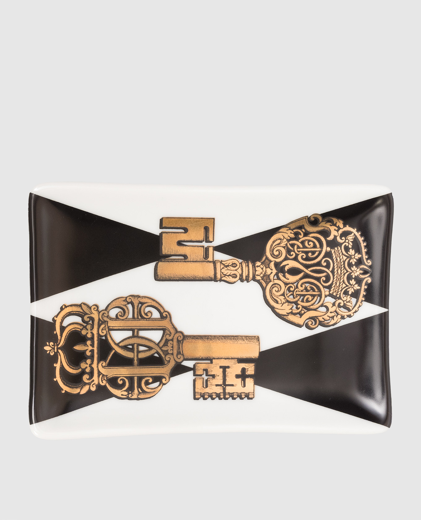 

White porcelain ashtray Chiavi & Rombi Fornasetti