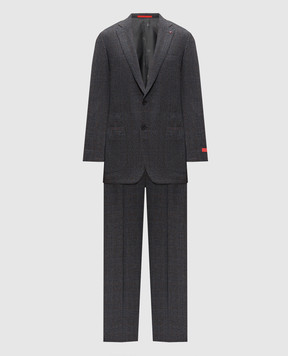 ISAIA Gray wool and cashmere check suit 521ASI1019955V