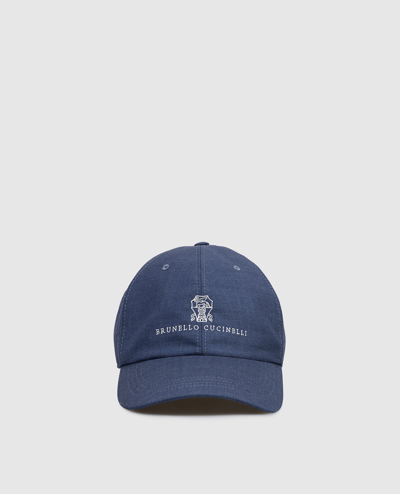 Blue wool cap with contrast logo embroidery