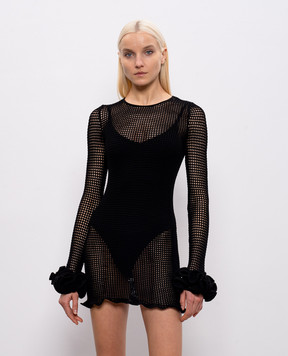 Mach&Mach Black openwork Peony mini dress CD522CR01