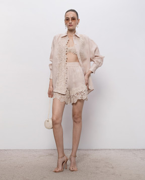 Ermanno Scervino Life Pink linen shirt with lace D484K611GQI