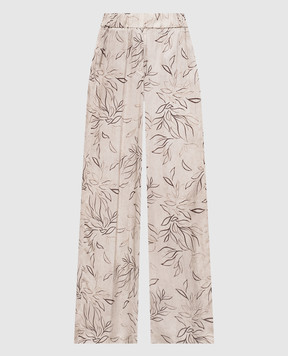 Peserico Beige palazzo pants in floral print A0405204742