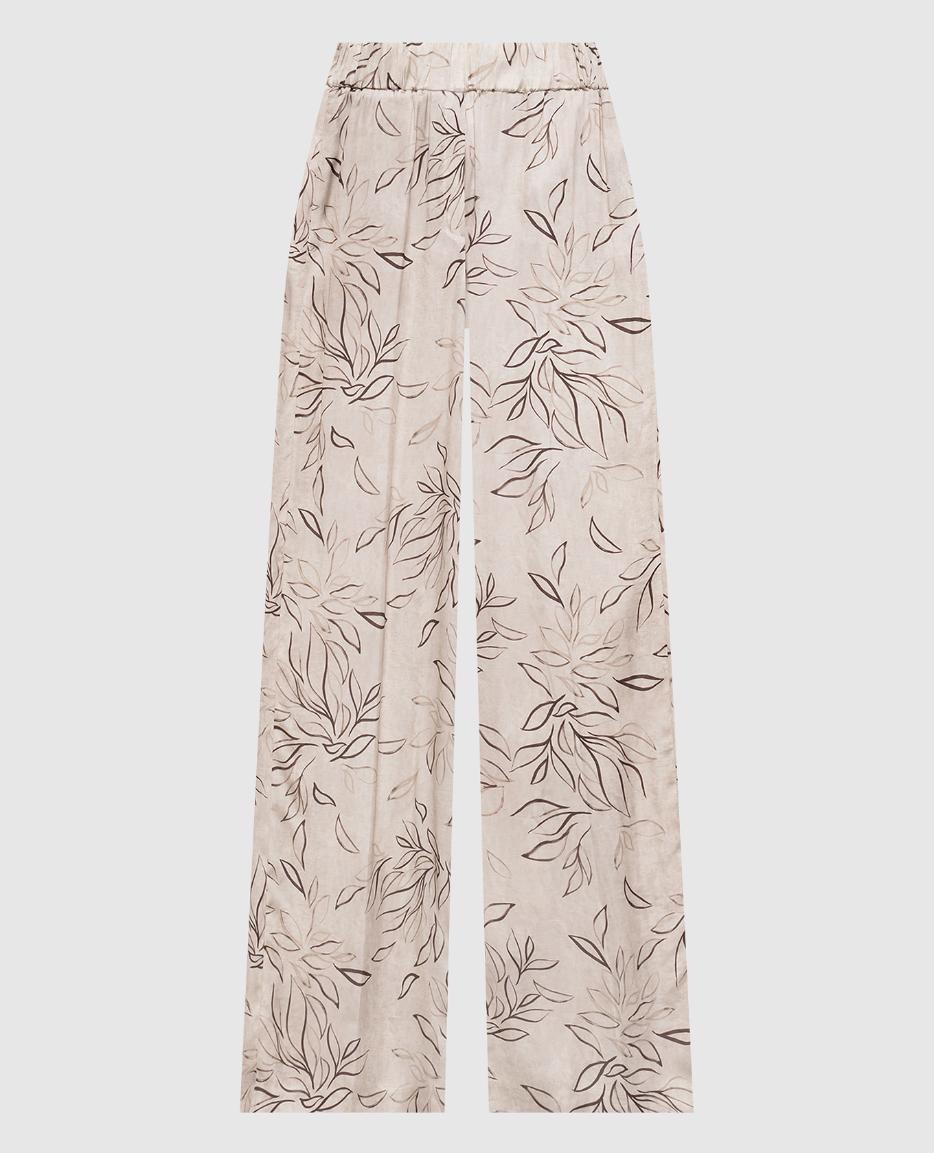 Beige palazzo pants in floral print