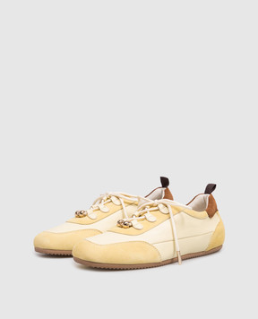 Babe Pay Pls Yellow leather sneakers with beads NICKY