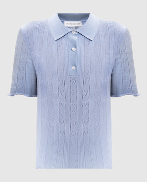 Victoria Beckham Blue polo shirt with pattern 1226KTP007273A