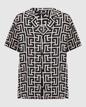 Balmain Black shirt with branded print FH1HN011VD01