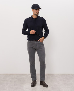 Canali Blue wool polo shirt MK01149C0572