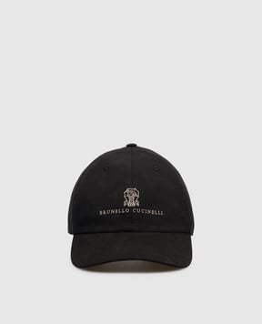 Brunello Cucinelli Black cap with embroidered emblem M252D9850
