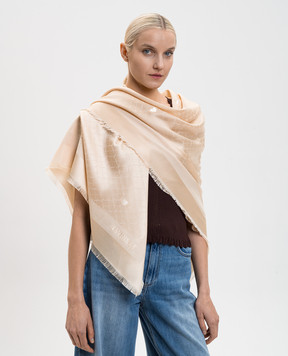 Twinset Beige scarf in woven logo pattern 261TA4270