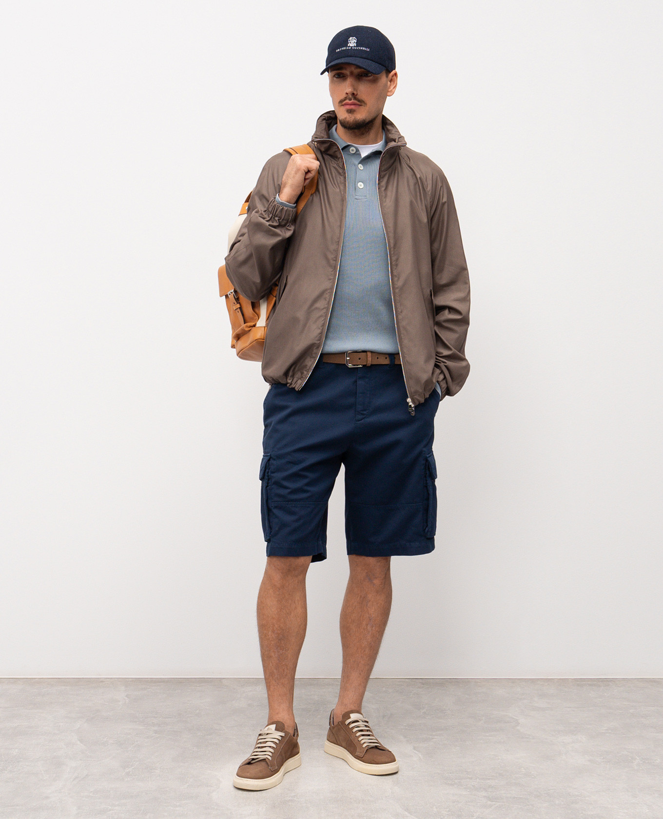 

Blue ribbed polo shirt Brunello Cucinelli, Light blue