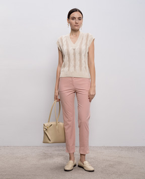 Peserico Pink pants with brand patch A04718T2302481