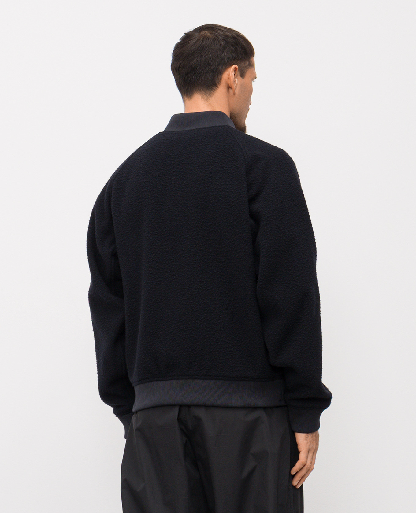 Blue wool bomber jacket with logo Stone Island 4