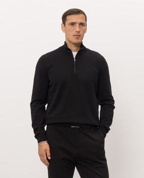 Peserico Black wool and cashmere jumper with zipper R59531F129V470