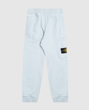 Stone Island Kids' blue joggers with logo patch L2S166200002S0A2028