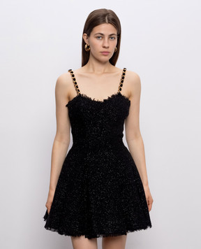 Balmain Black mini dress with wool HF1R2302WD65